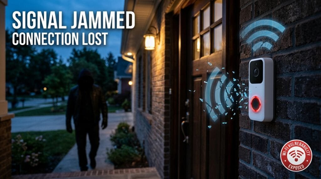 8705 Wi-Fi doorbell jammer disrupting home security camera signal