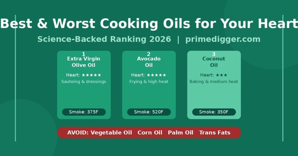 Best and worst cooking oils for heart health ranked — olive oil avocado oil and coconut oil compared